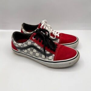 Vans Old Skool Pro Sketched Checkerboard Racing Red White Special Edition